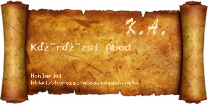 Körözsi Abod névjegykártya